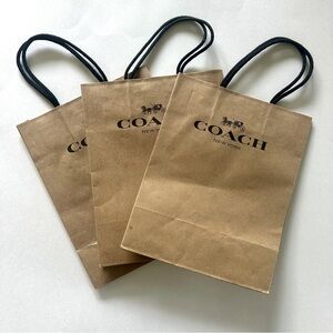 3 Coach New York Brown Paper Medium Shopping Bags
